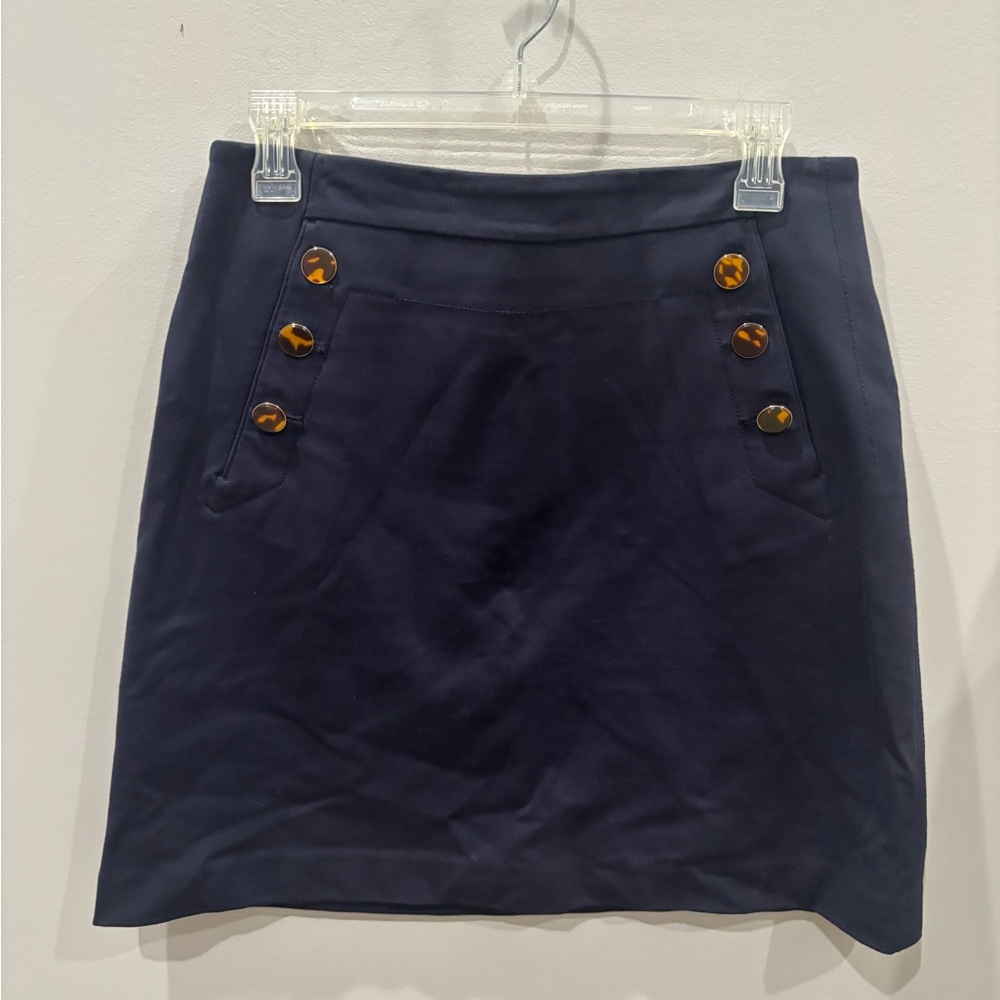Ann Taylor Dark Blue Mini Skirt with Button Details
